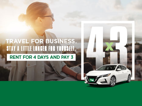 Rent for 4 days and pay for only 3 with National Car Rental.